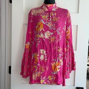 Free People Bell Sleeve Floral Dress Tate Tunic Lollipop Combo